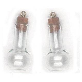 MINIATURE GLASS BOTTLE with STOPPER and LOOPS  lab/scientific
