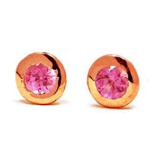 18k Pink Gold Natural Pink Sapphire 3mm Stud Earrings Ct 