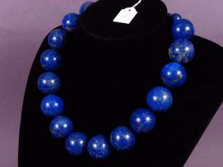 SALE# Necklace Lapis Lazuli 25mm GIANT Round Beads 925 #5  