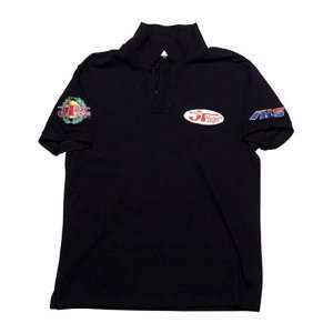  JT Racing USA Oval Logo Mens Polo Casual Shirt   Black 