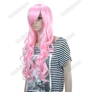 Pink Fashion popular Long Wavy Curly Cosplay Party Lady Hair Wig/Wigs 