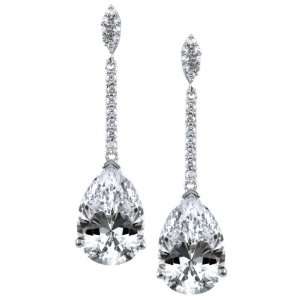  Lilahs CZ Pear Drop Earrings Silver Tone Pair: Jewelry