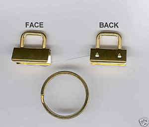 Key Fob Chain GOLD Hardware 1 INCH    100 Sets.  