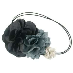  Smoothies Silk Flower Thin Double Headband Blk/Gray 01495 