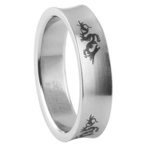  Stainless Steel Ring with Lasercut Dragon Design   Width: 6mm   Size
