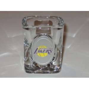 LOS ANGELES LAKERS Team Logo SHOT GLASS with Pewter Logo:  
