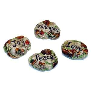   Themed Stone Rock with Inspirational Saying   Set of 4