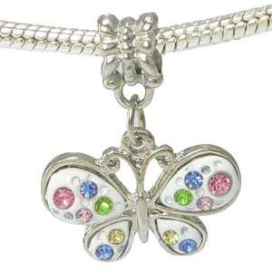    Colored Rhinestone Enamel Butterfly Charm By Olympia Charms & Beads