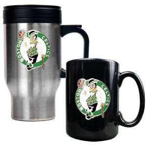  Boston Celtics Travel Mug & Black Ceramic Mug Set Kitchen 