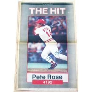  Pete Rose Autographed/Hand Signed Newspaper Sports 