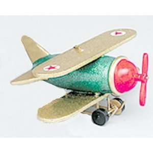  Green & Gold Wooden Airplane Christmas Ornament: Home 
