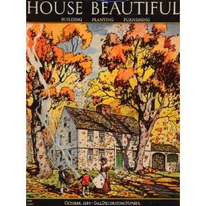  House Beautiful Autumn Fall Colonial Raking Leaves Leaf Landscaping 