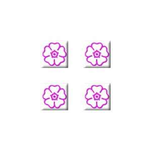  Pink Flower   Set of 4 Badge Stickers Electronics