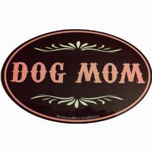 Dog Mom Oval Vinyl Sticker   Brown