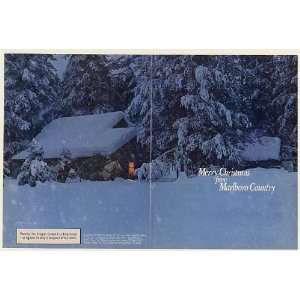 Merry Christmas Marlboro Country Cowboy Horses Cabin Snow Double Page 