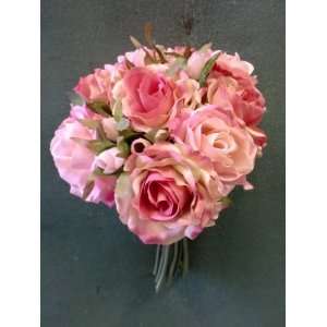   Pink Luxury Bridal Rose Wedding Bouquet w/9 Blooms 
