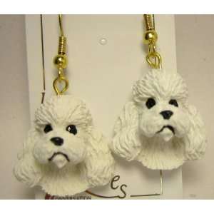  Poodle White   Dog Figurine Jewelry Earrings Everything 