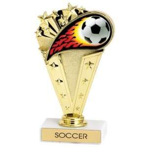 Soccer Trophies   6 Â½ inch flame soccer trophy on marble base 
