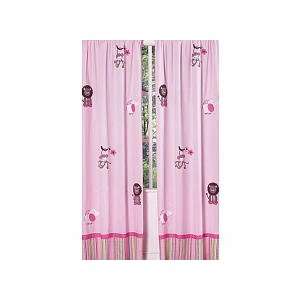   Pink and Green Jungle Friends Window Treatment Panels   Set of 2 Baby