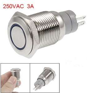   Momentary Blue LED 16mm Thread Metal Pushbutton Switch Automotive