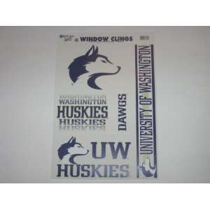   HUSKIES Removable & Reusable Team Logo STATIC WINDOW CLINGS (Set of 5
