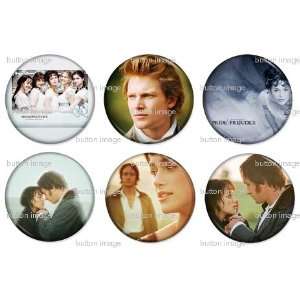  Set of 6 PRIDE AND PREJUDICE Pinback Buttons 1.25 Pins 