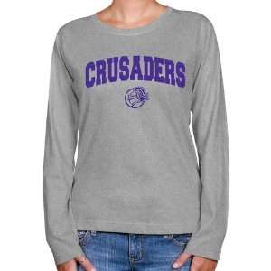 NCAA Holy Cross Crusaders Ladies Ash Logo Arch Long Sleeve Classic Fit 