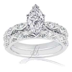 75 Ct Marquise Cut Diamond Engagement Wedding Rings Set 14K SI1 CUT 