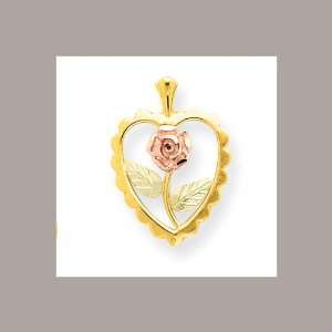  10k Black Hills Gold Rose in Heart Pendant: Jewelry