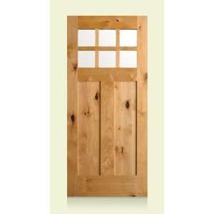  Exterior Door: Knotty Alder Craftsman Two Panel Six Lite 