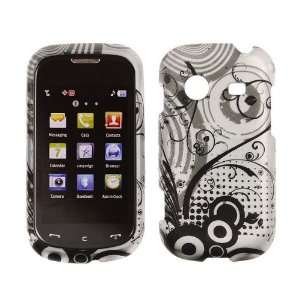 R640 / Character Transparent Black Flowers on Silver Rubberized Design 