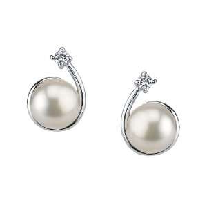  8 9mm White Freshwater Pearl Earrings: Jewelry