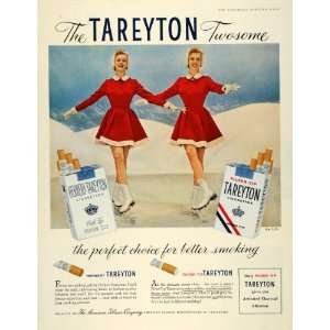   Cigarettes Figure Skating Twins American Tobacco   Original Print Ad