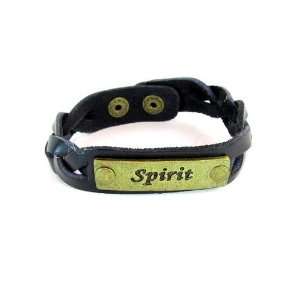  Spirit Sentiment Tribal Braided Black Leather Bracelet 