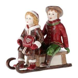 Villeroy & Boch Winter Joy Children Sledding Figurine  