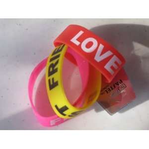  Love & 2 Best Friend Silicone Rubber Bracelet Red+Pink 