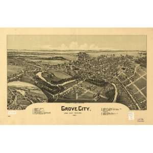  Historic Panoramic Map Grove City, Mercer County 