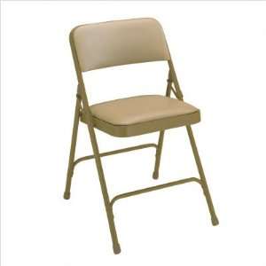   Upholstered Folding Chair [Set of 4] Color: Brown/Beige Frame: Office