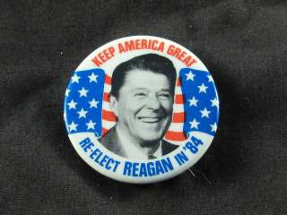 1984 REAGAN FOR PRESIDENT 1 3/4 BUTTON CAMPAIGN PINBACK KEEP AMERICA 