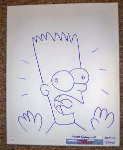 Simpsons MATT GROENING Signed CANVAS Bart Sketch JSA!  