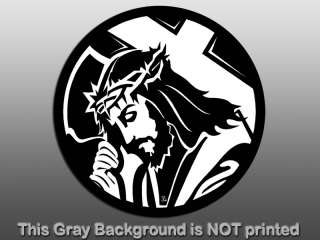 ROUND Jesus Christ with Cross on Shoulder Sticker   car decal vinyl 