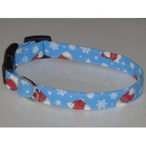 Blue Polar Bear Snow Flakes Snowflakes Christmas Dog Collar X Large 1