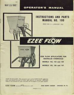 Ezee Flow Operators Manual # 100 Models 102 107, May 1962  