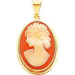  14K Yellow Gold Shell Cameo Pendant Necklace Jewelry B Jewelry