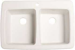 Franke 22x33x9 Inch White Double Bowl Granite Composite Kitchen Sink 