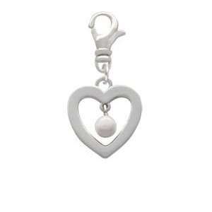    Open heart with Pearl Drop Clip On Charm Arts, Crafts & Sewing