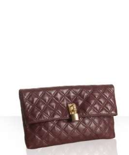Marc Jacobs bordeaux quilted leather Eugenie large clutch  BLUEFLY 