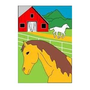 Horse Red Barn Applique Flag Banner 29 X 43 Inches