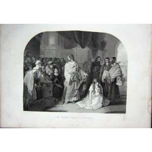  c1890 HOLY BIBLE SCENE WOMAN TAKEN ADULTERY PUNISHED