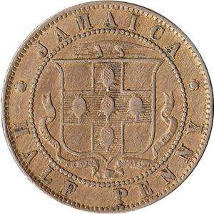 1900 Jamaica (British) 1/2 Penny Coin Victoria KM#16  